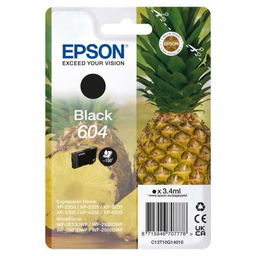 EPSON 604 CARTUCCIA INK NERO 3.4 ML PER Expression Home XP-4200; Home Cinema 3200; Stylus Photo 2200